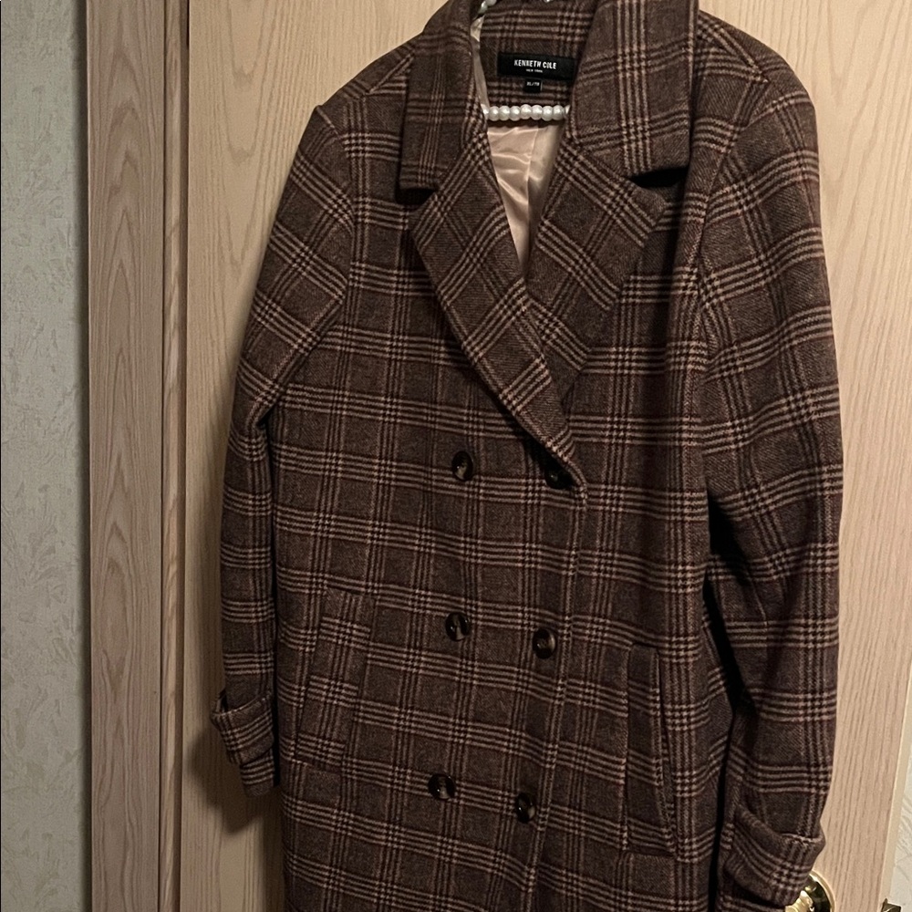 Kenneth Cole Chocolate Checkered Overcoat